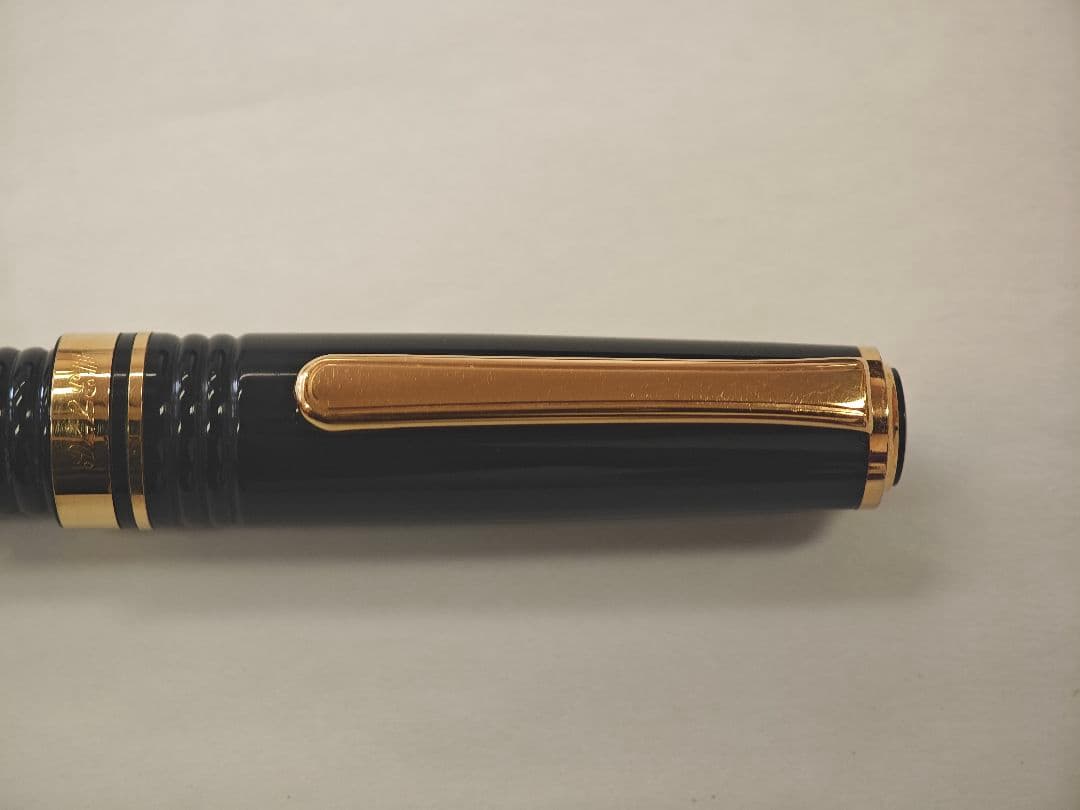 プラチナ万年筆 #3776 ギャザード　黒　 細字　K14 初期モデル
