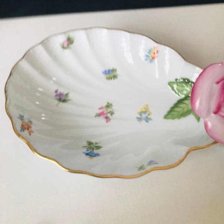 ヘレンド      ミルフルール　ダブルディッシュ　陶花付