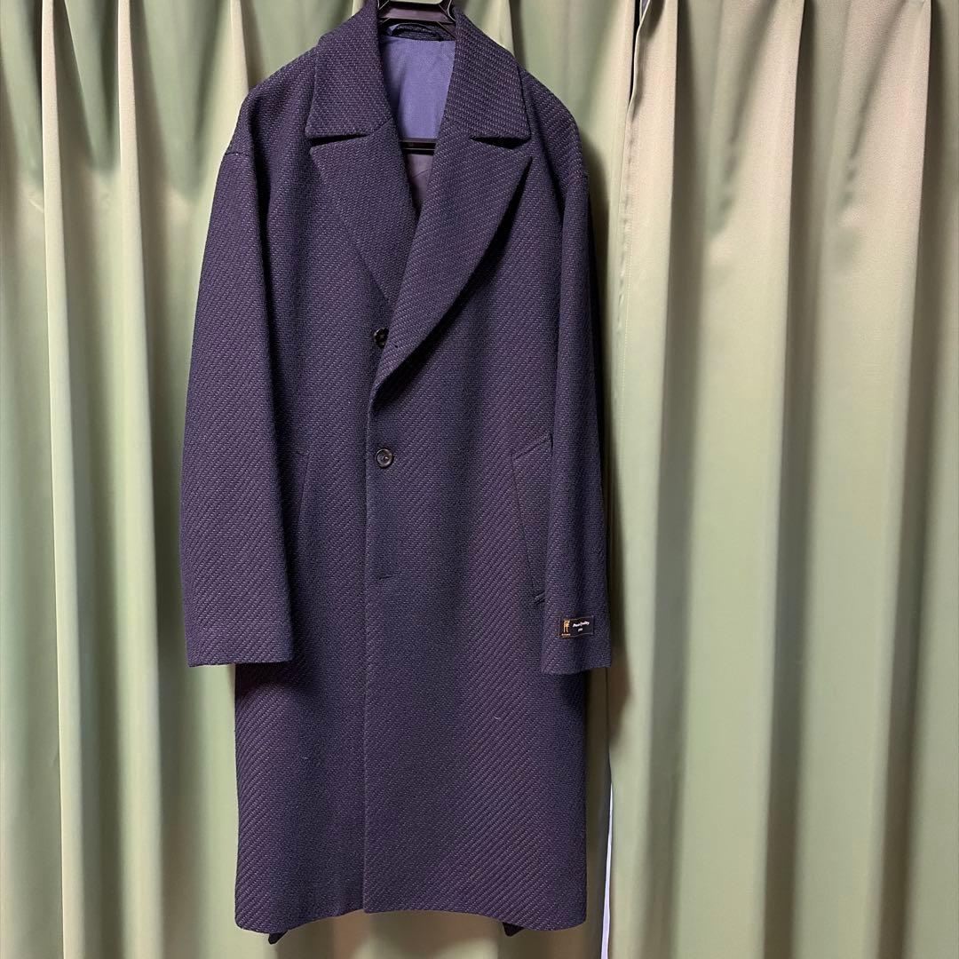 ［値引き終了]ネイビー ダブルブレスト チェスターコート