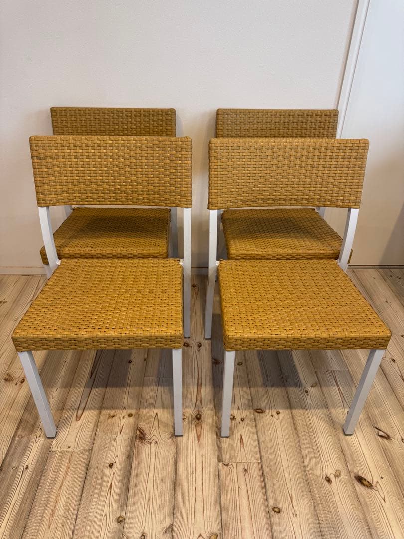 ラタン調スタッキングチェア 4脚セット テラス ガーデンチェア③