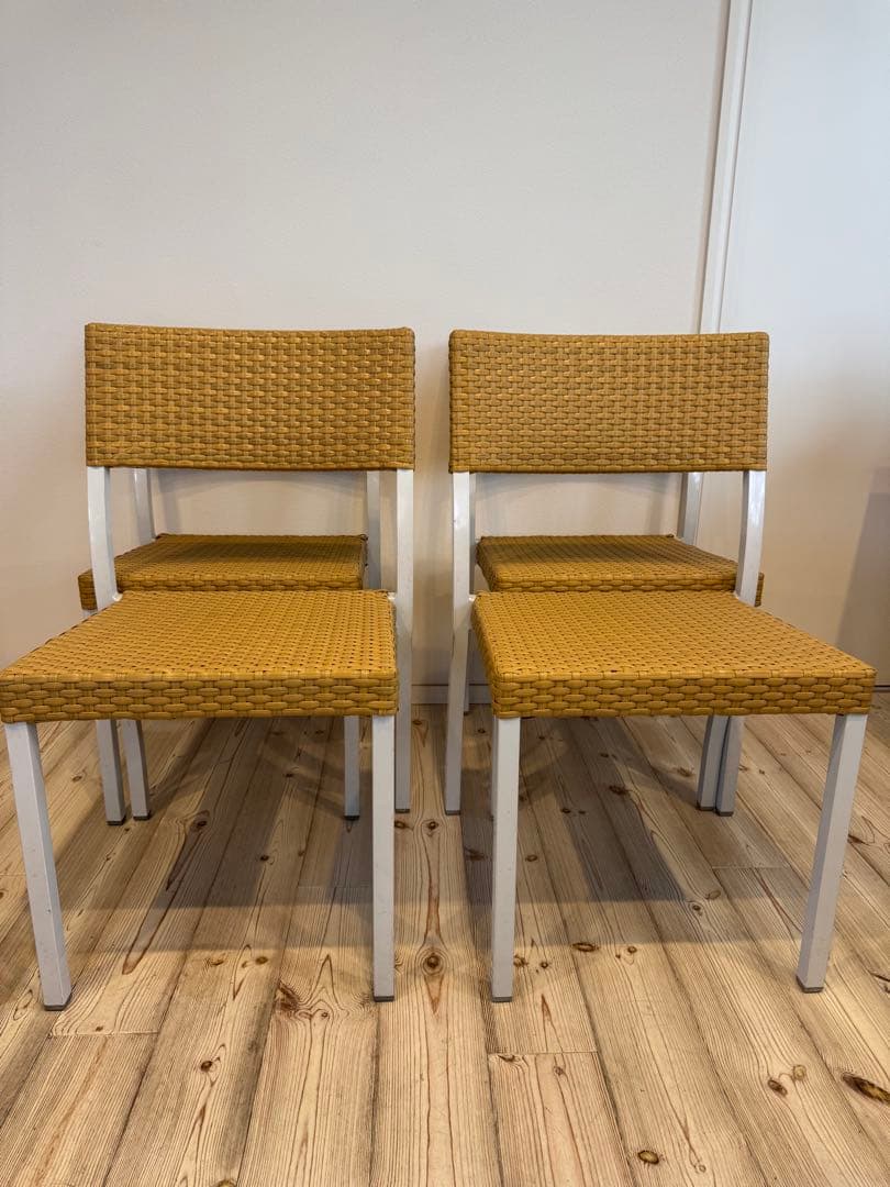 ラタン調スタッキングチェア 4脚セット テラス ガーデンチェア③