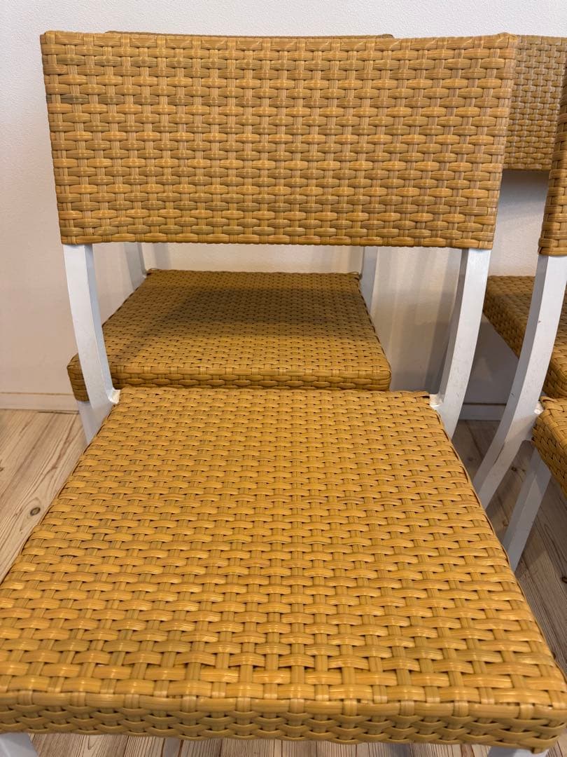 ラタン調スタッキングチェア 4脚セット テラス ガーデンチェア③