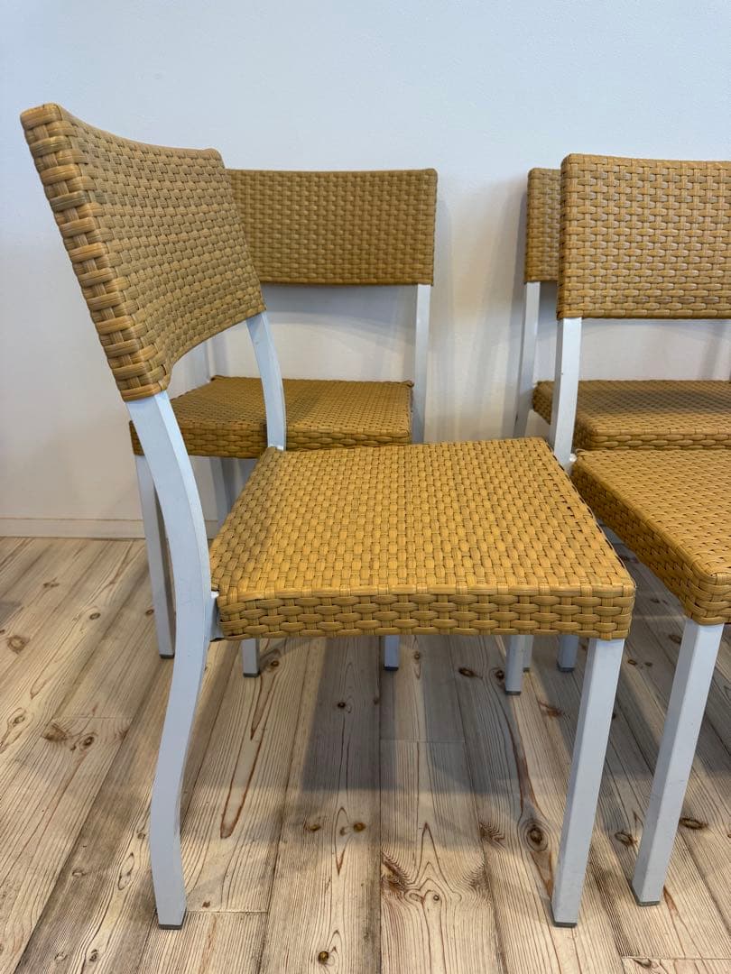 ラタン調スタッキングチェア 4脚セット テラス ガーデンチェア③