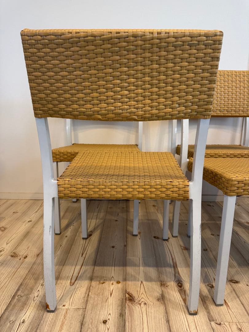 ラタン調スタッキングチェア 4脚セット テラス ガーデンチェア③