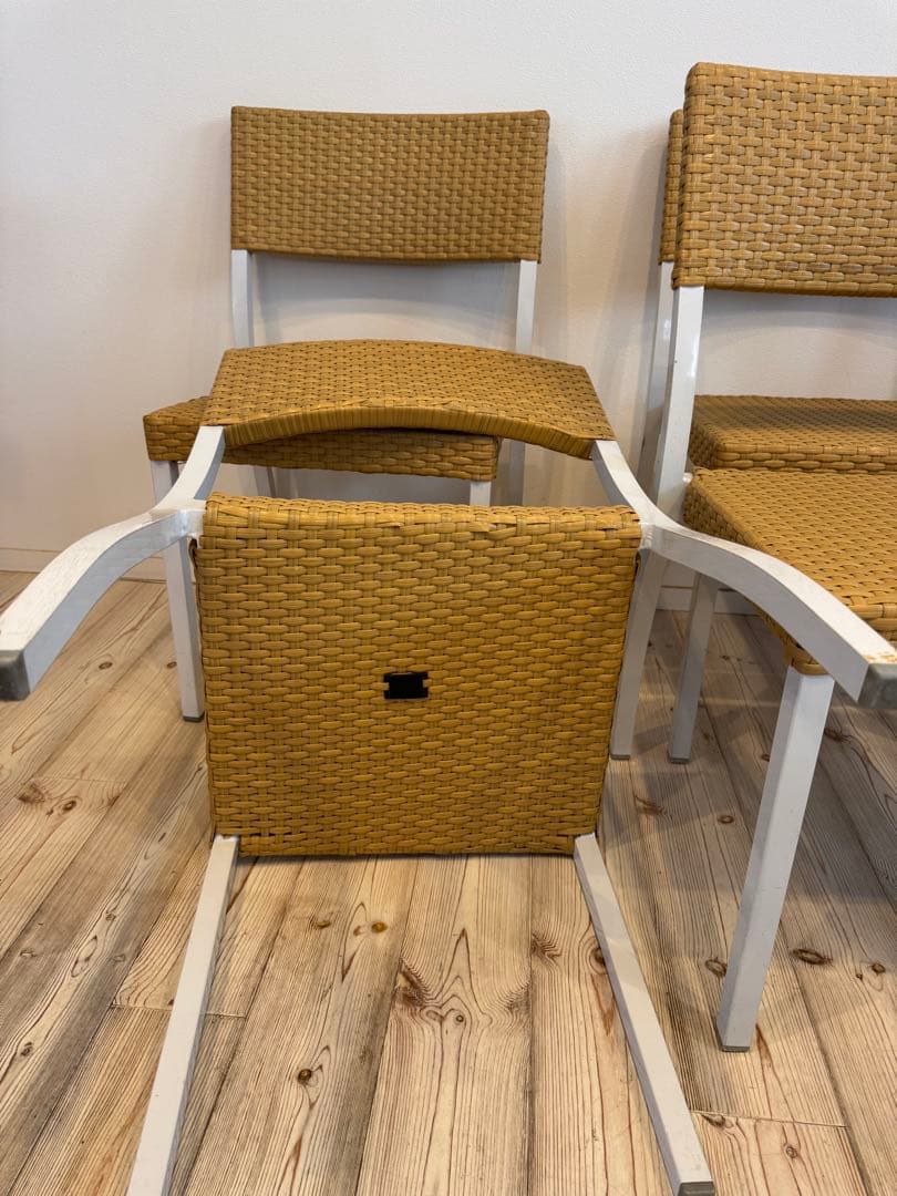 ラタン調スタッキングチェア 4脚セット テラス ガーデンチェア③
