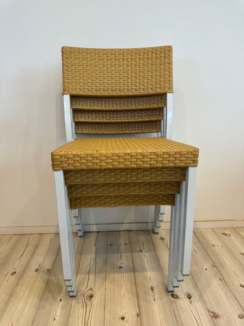 ラタン調スタッキングチェア 4脚セット テラス ガーデンチェア③