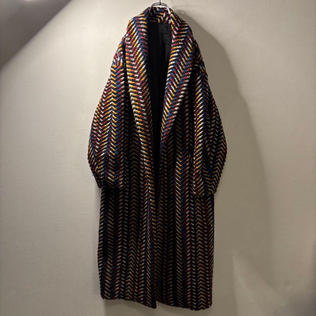 肉厚 オーバーサイズ ニット チェスターコート y2k セーター マルチカラー