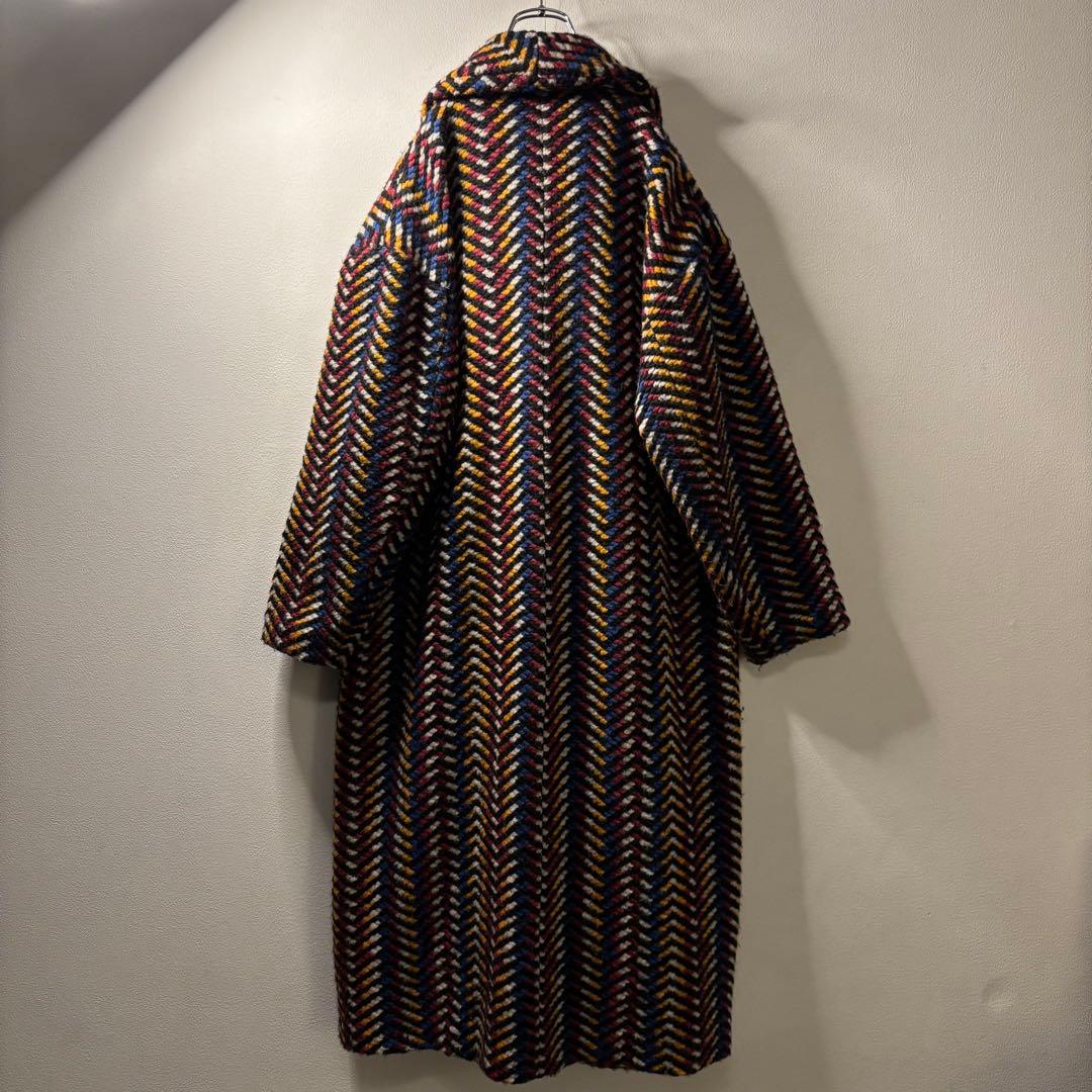 肉厚 オーバーサイズ ニット チェスターコート y2k セーター マルチカラー