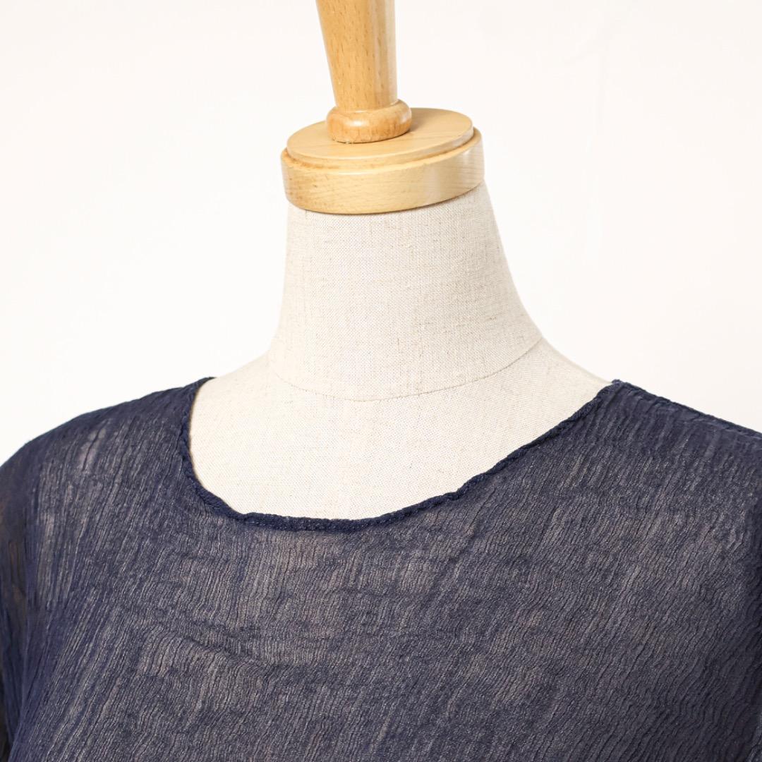 H4623-54◾️イッセイミヤケ　シースルー長袖トップス Y2K