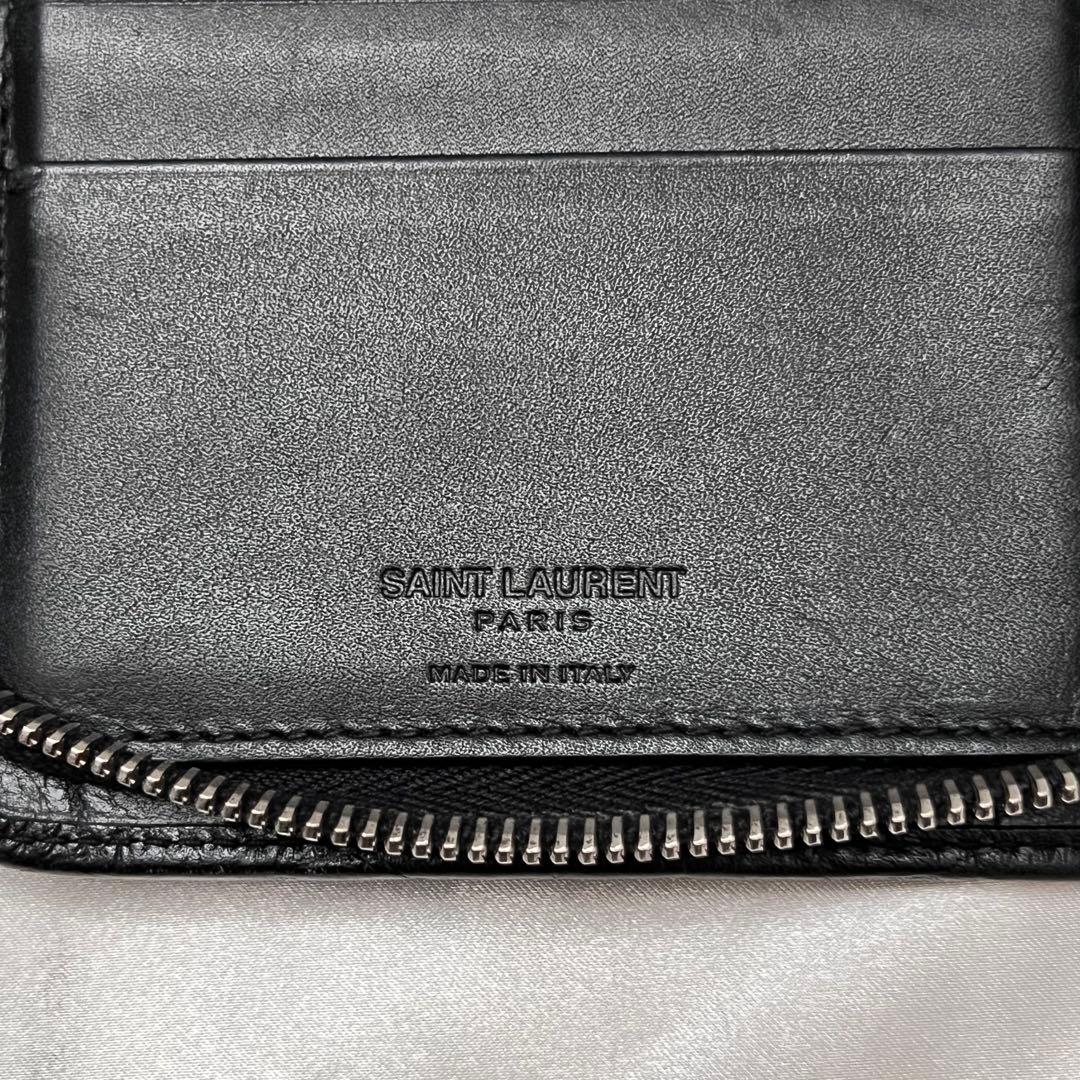 ◇極美品◇サンローラン　ジッピーオーガナイザー　クロコ型押しレザー　ブラック