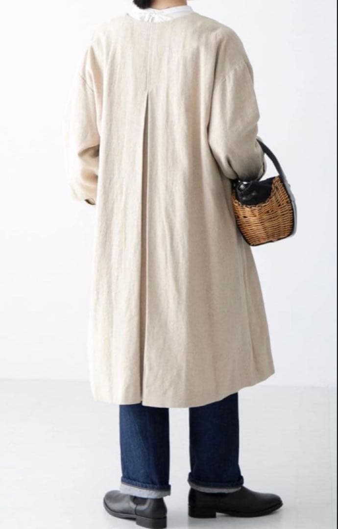 【新品タグ付き】かぐれ リネンレーヨンテントコート　　リネンコート ベージュ