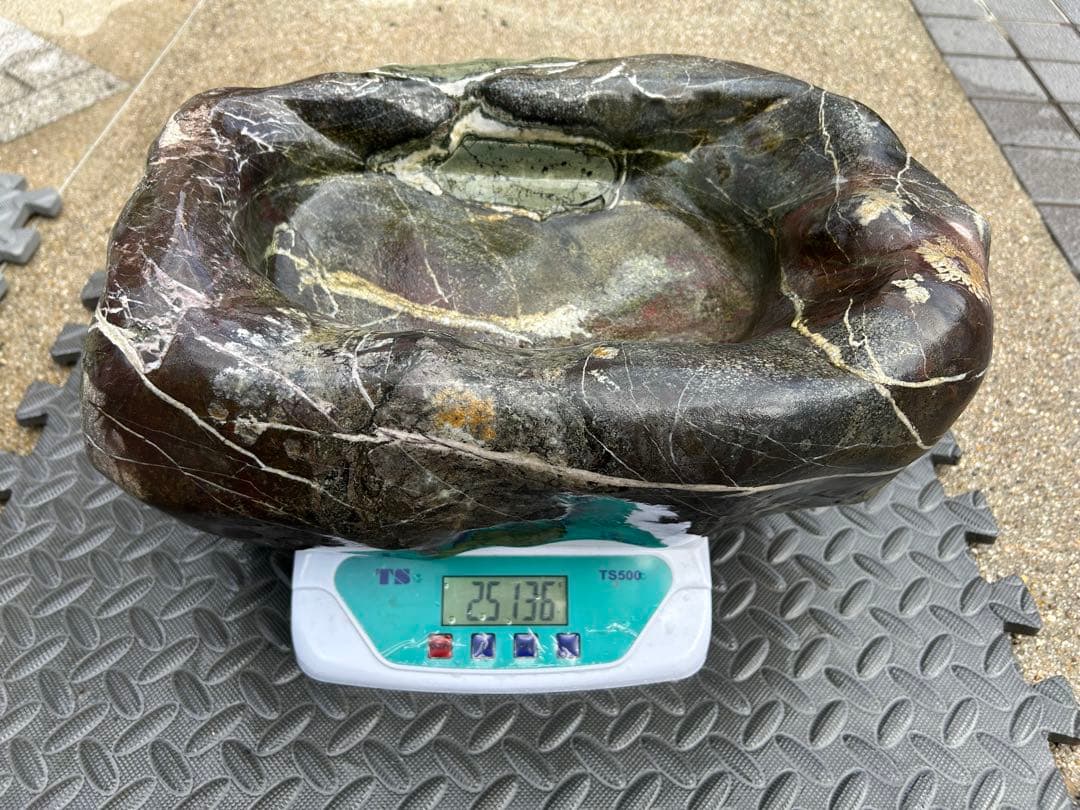 つくばい 菊花石 25kg 鑑賞石 水石 天然石 自然石 盆石