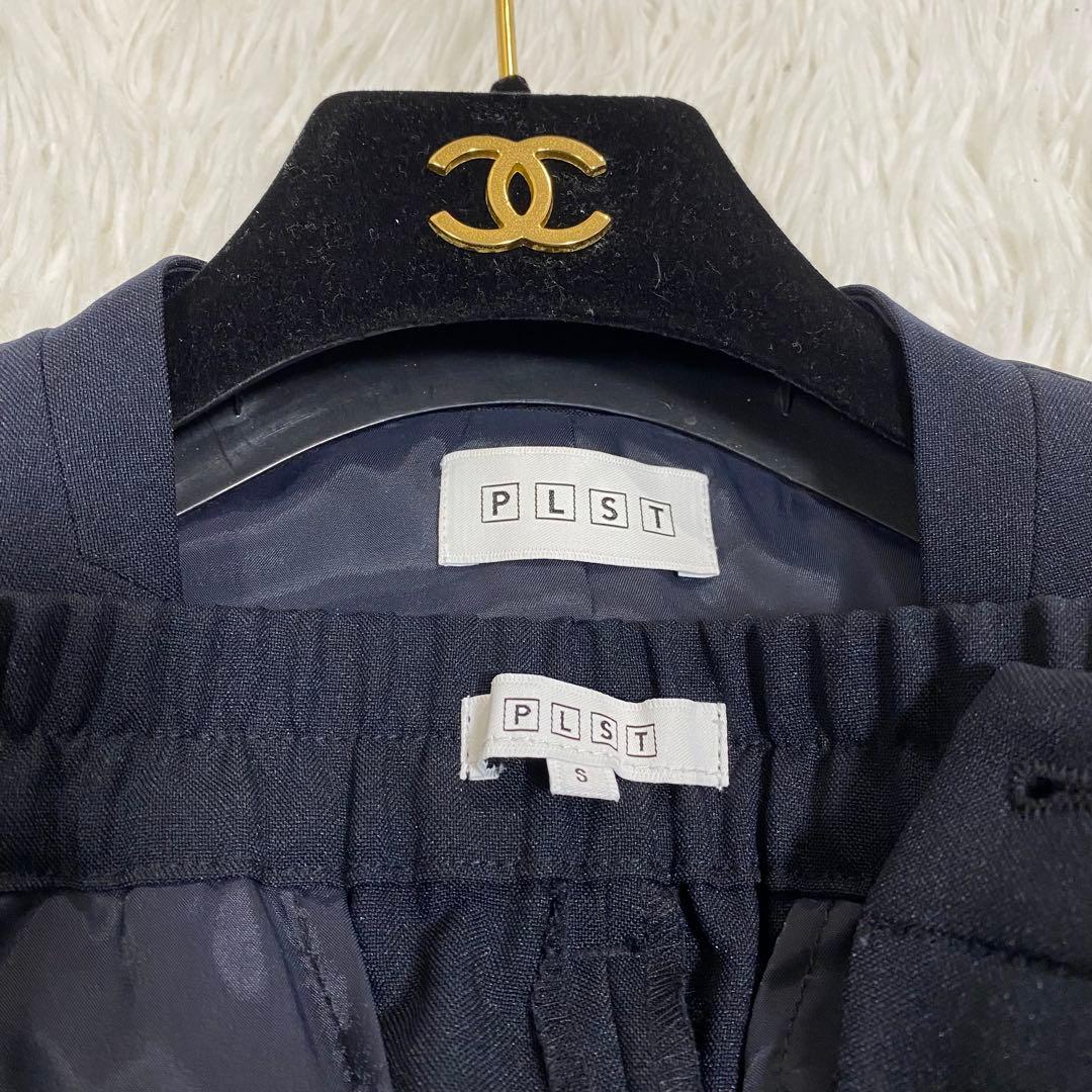 美品♡ プラステ セットアップ ノーカラージャケット パンツスーツ　ネイビー
