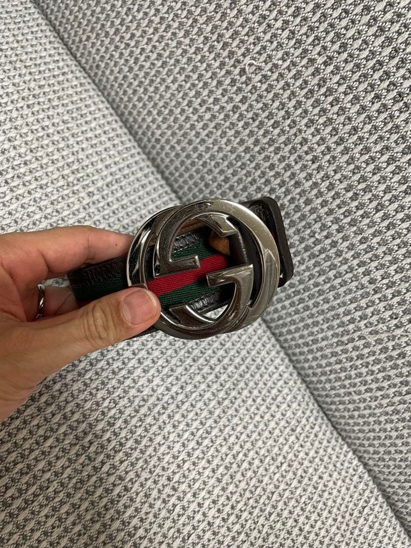 【美品】Gucci GGロゴバックル レザーベルト