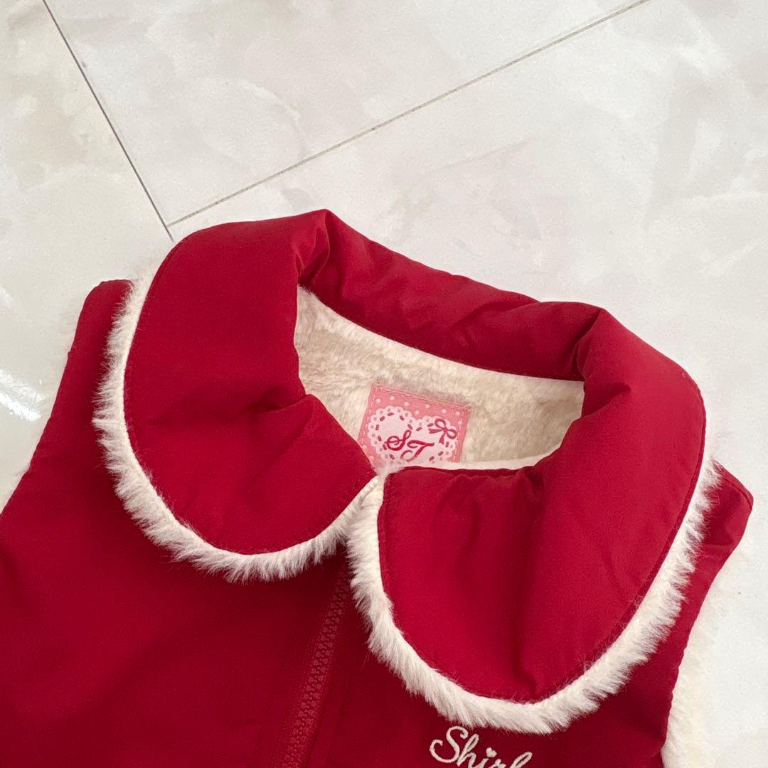 試着のみ♡シャーリーテンプル♡うさぎ♡赤♡ベスト♡8090べびふり♡アウター