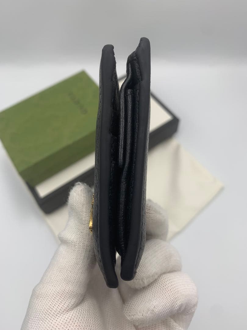 GUCCI グッチ 二つ折り財布 アニマリエ ビー 蜂 ハチ レザー ブラック