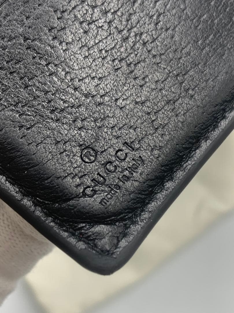 GUCCI グッチ 二つ折り財布 アニマリエ ビー 蜂 ハチ レザー ブラック