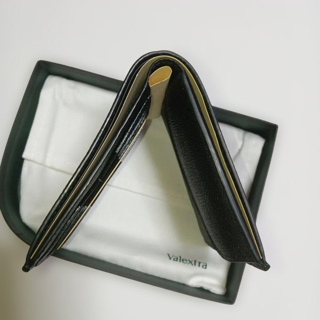 【特価 未使用】Valextra 財布 メンズ 二つ折り財布 レザー ブラック