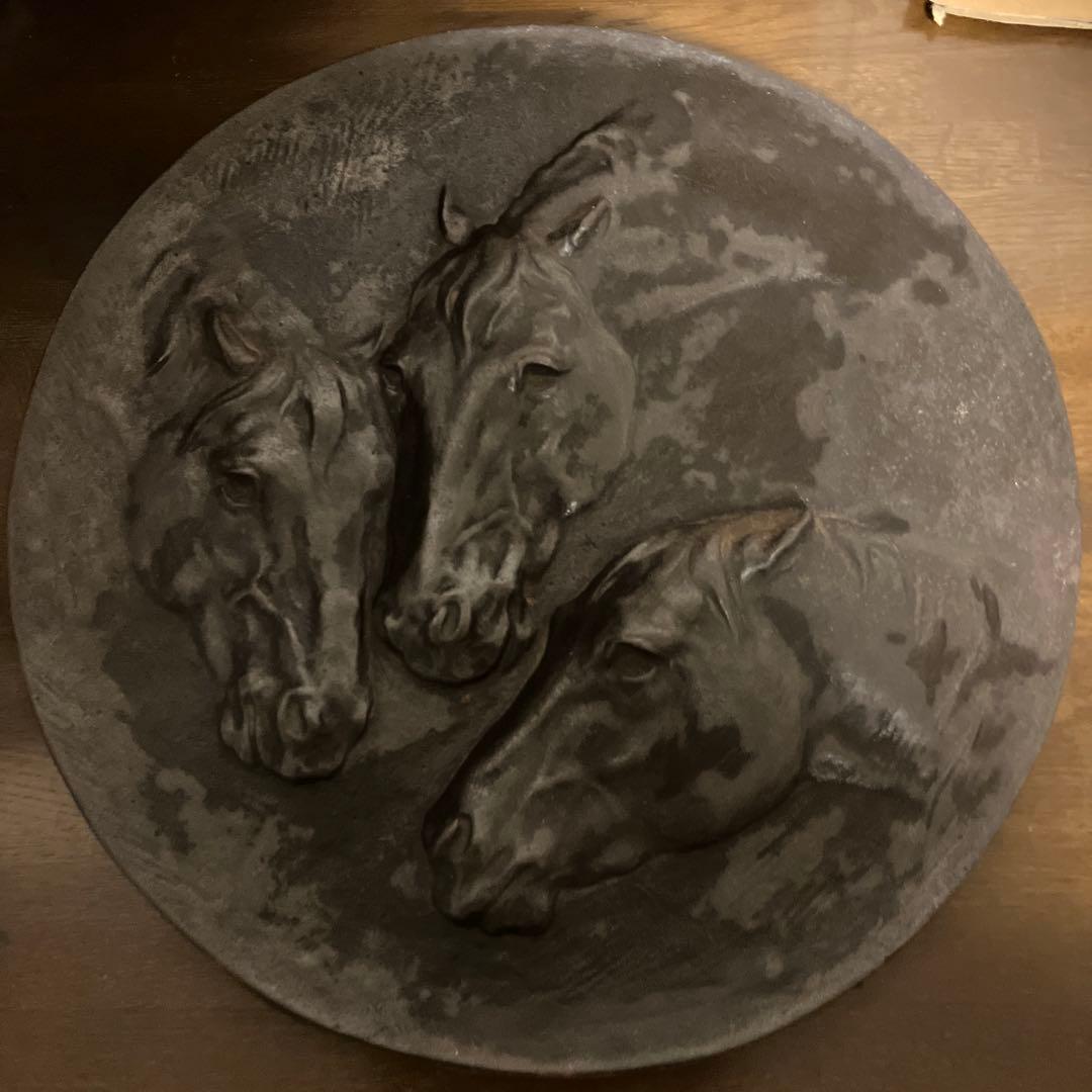 歴史的価値　南部鉄器　馬のレリーフ　昭和9年　大宮競馬場落成記念品