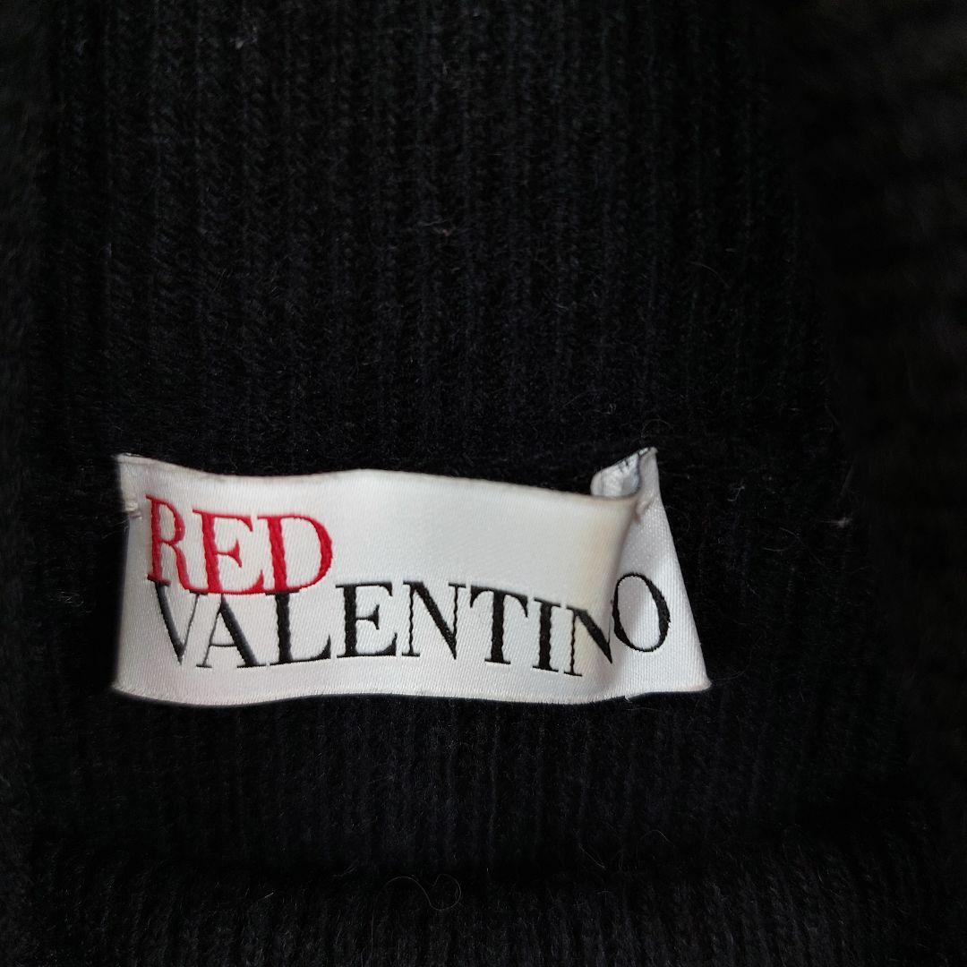 レッドヴァレンティノ カシミヤアンゴラ入 フリル フレンチニット M ブラック