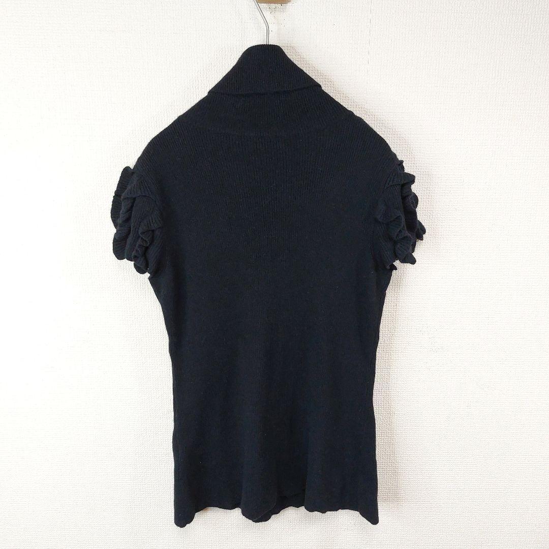 レッドヴァレンティノ カシミヤアンゴラ入 フリル フレンチニット M ブラック