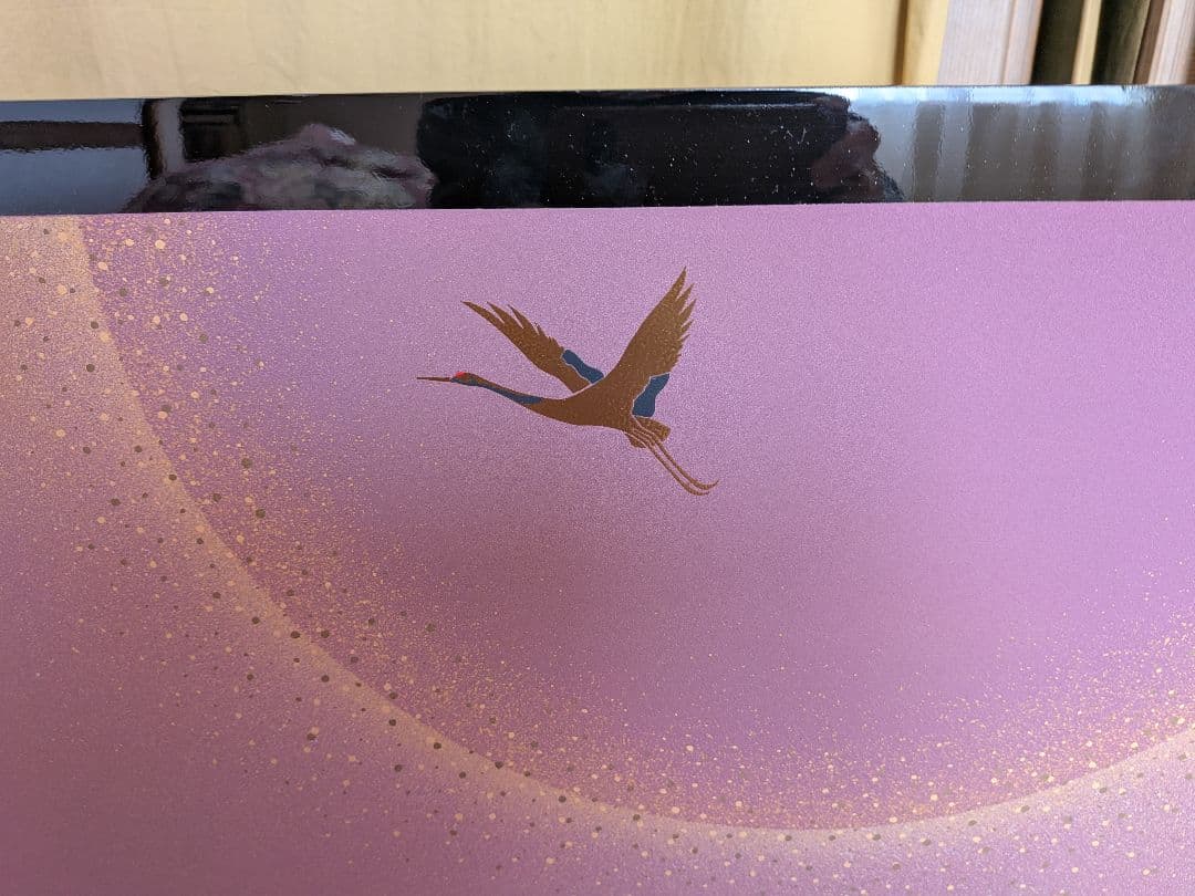 紫色 鶴の飾り用屏風　雛飾り台セット