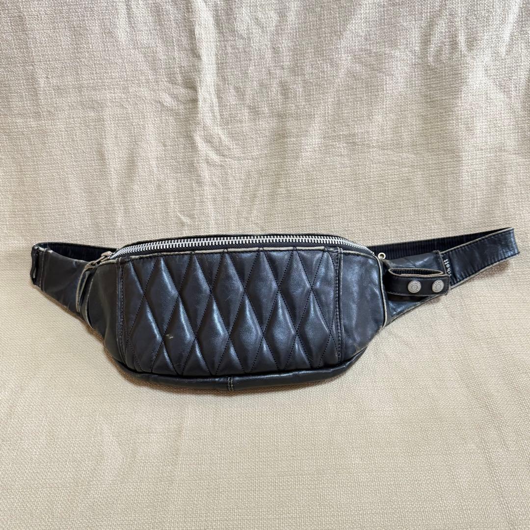 schott ショット パデッド レザー ボディバッグ 黒