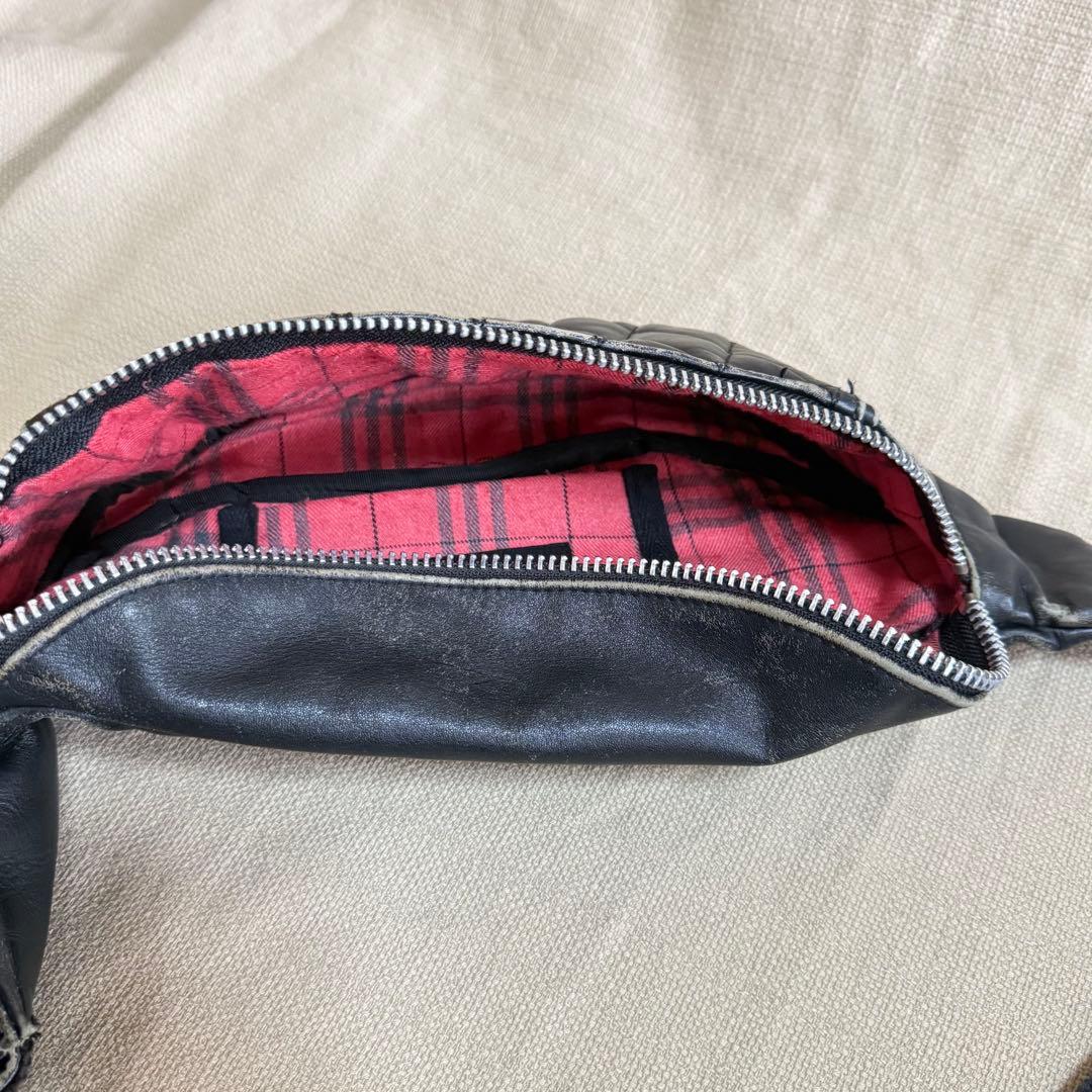 schott ショット パデッド レザー ボディバッグ 黒