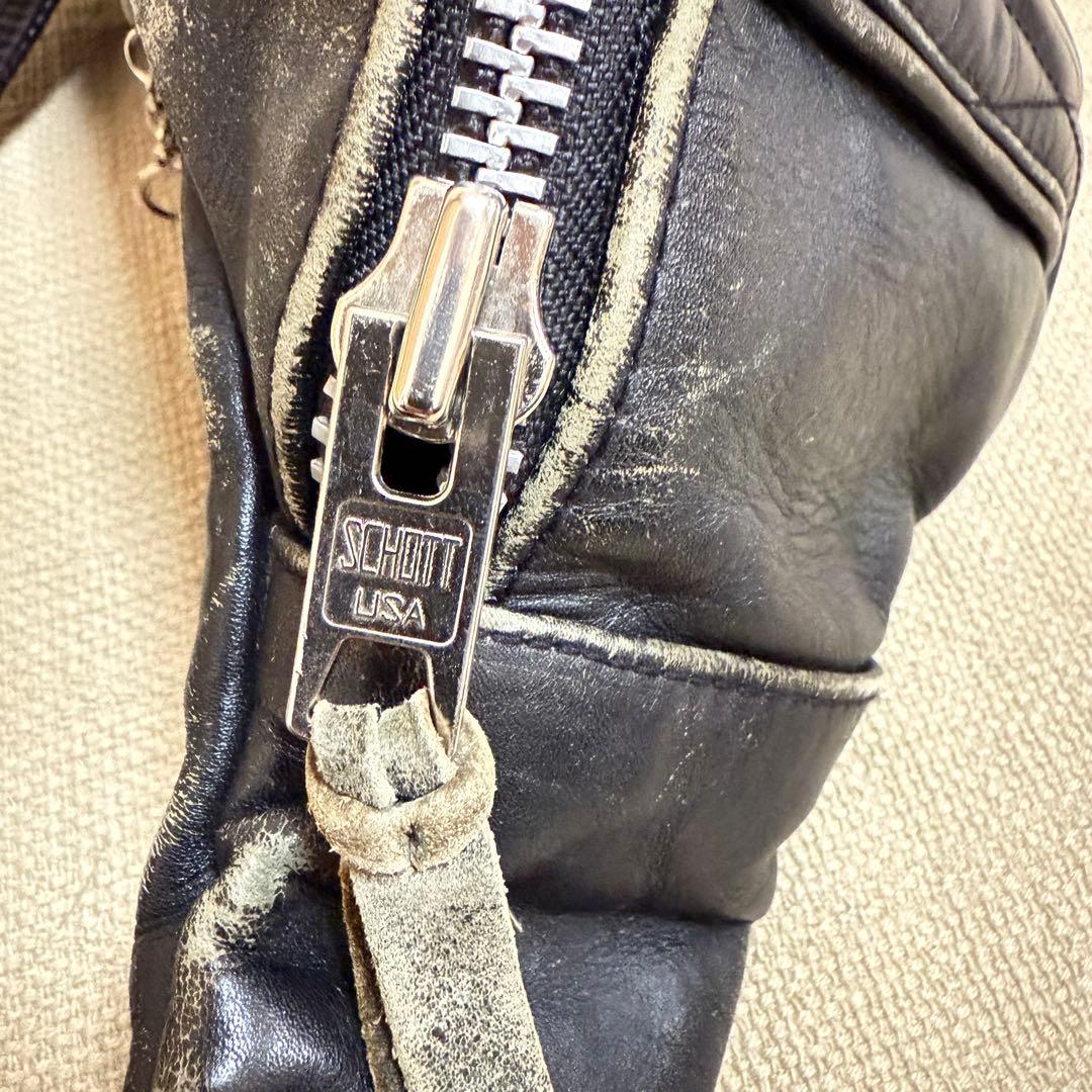 schott ショット パデッド レザー ボディバッグ 黒