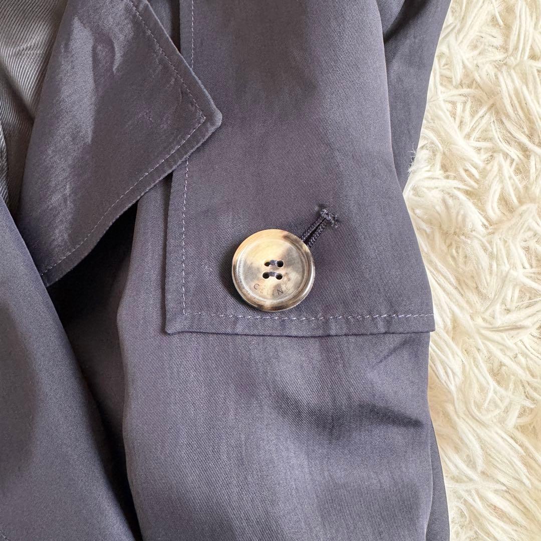 美品　フィービー期　セリーヌ　トレンチコート　シルク　ロゴボタン　ネイビー　M