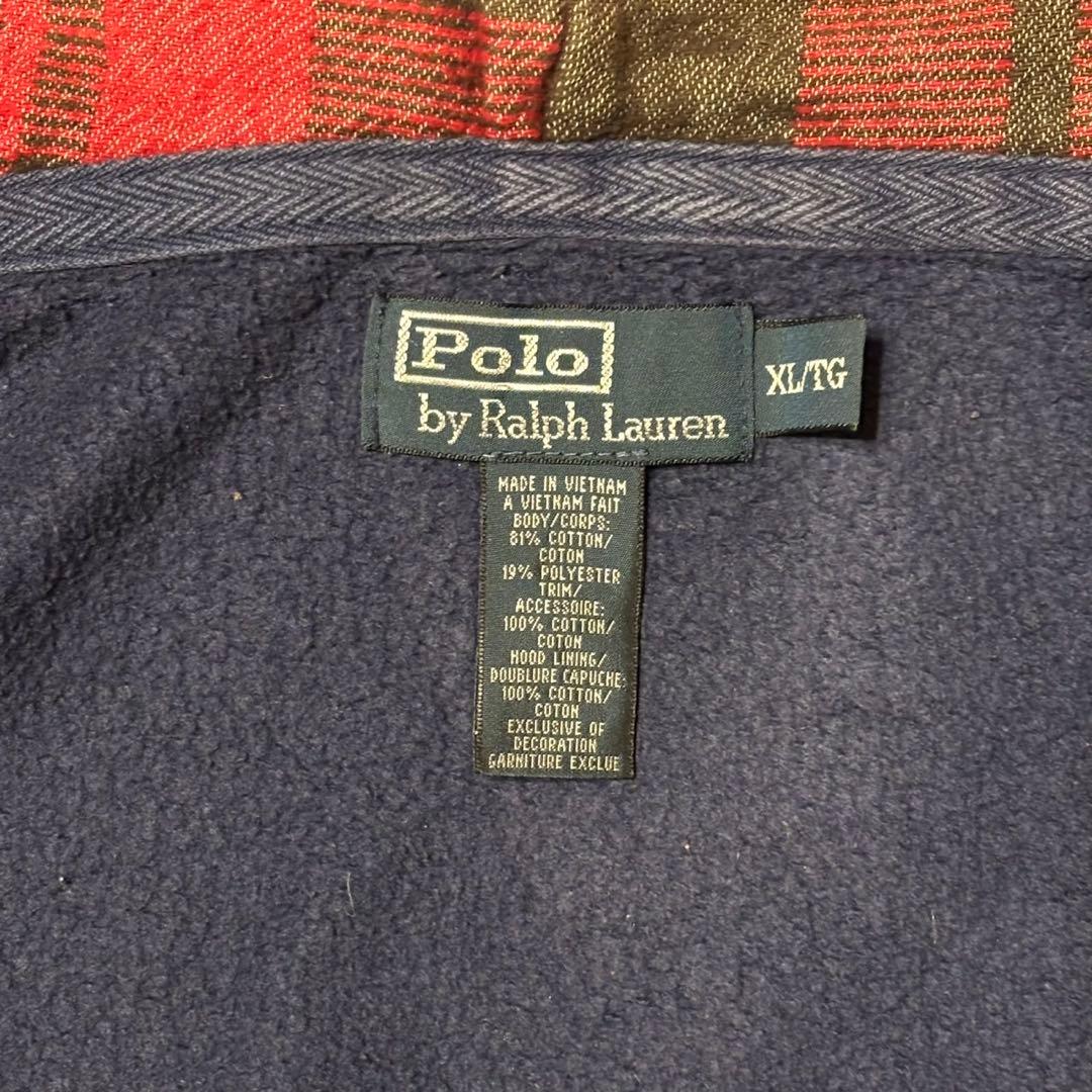 【ポロラルフローレン】ジップパーカー　ネイビー　XL 裏地サーマル　90s p