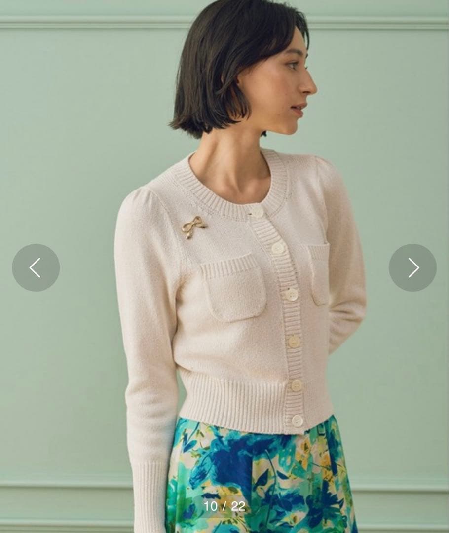 新品☆ANAYI ブライトリリヤーンクルーネック カーディガン/セオリー、23区