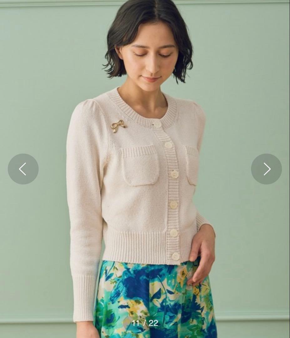 新品☆ANAYI ブライトリリヤーンクルーネック カーディガン/セオリー、23区