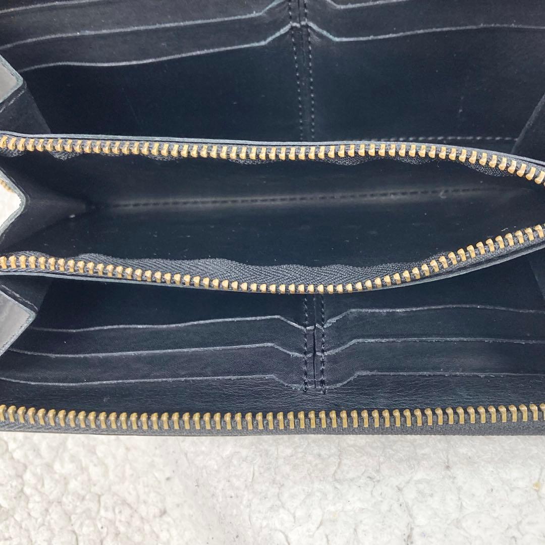 美品 フェリージ 長財布 クロコ型押 ラウンドジップ 黒 125 イタリア製