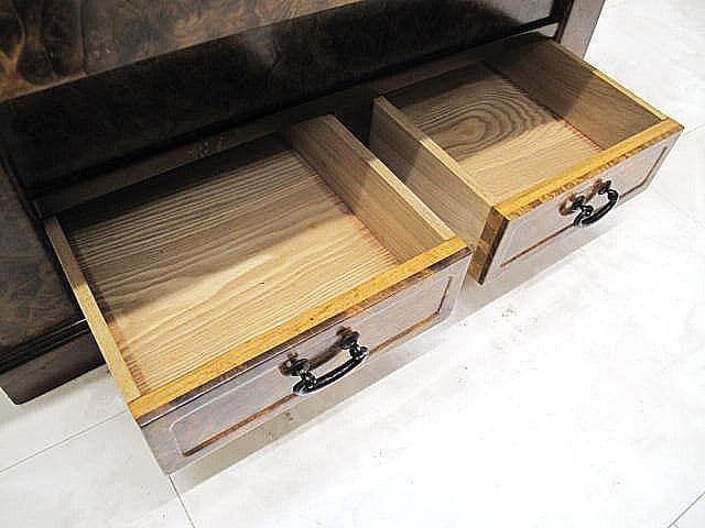 希少品 花梨瘤材総玉杢長火鉢　関西長火鉢　座敷火鉢　時代火鉢　希少杢　孔雀杢