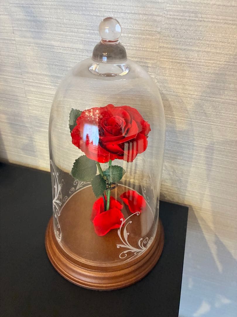 赤いバラのプリザーブドフラワー ガラスドーム