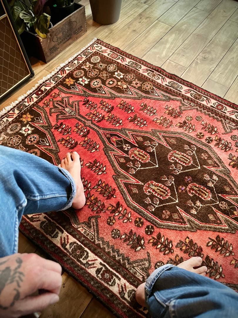 トライバルラグ　ヴィンテージラグ　ペルシャ絨毯　マズラガン　ハマダン　美品
