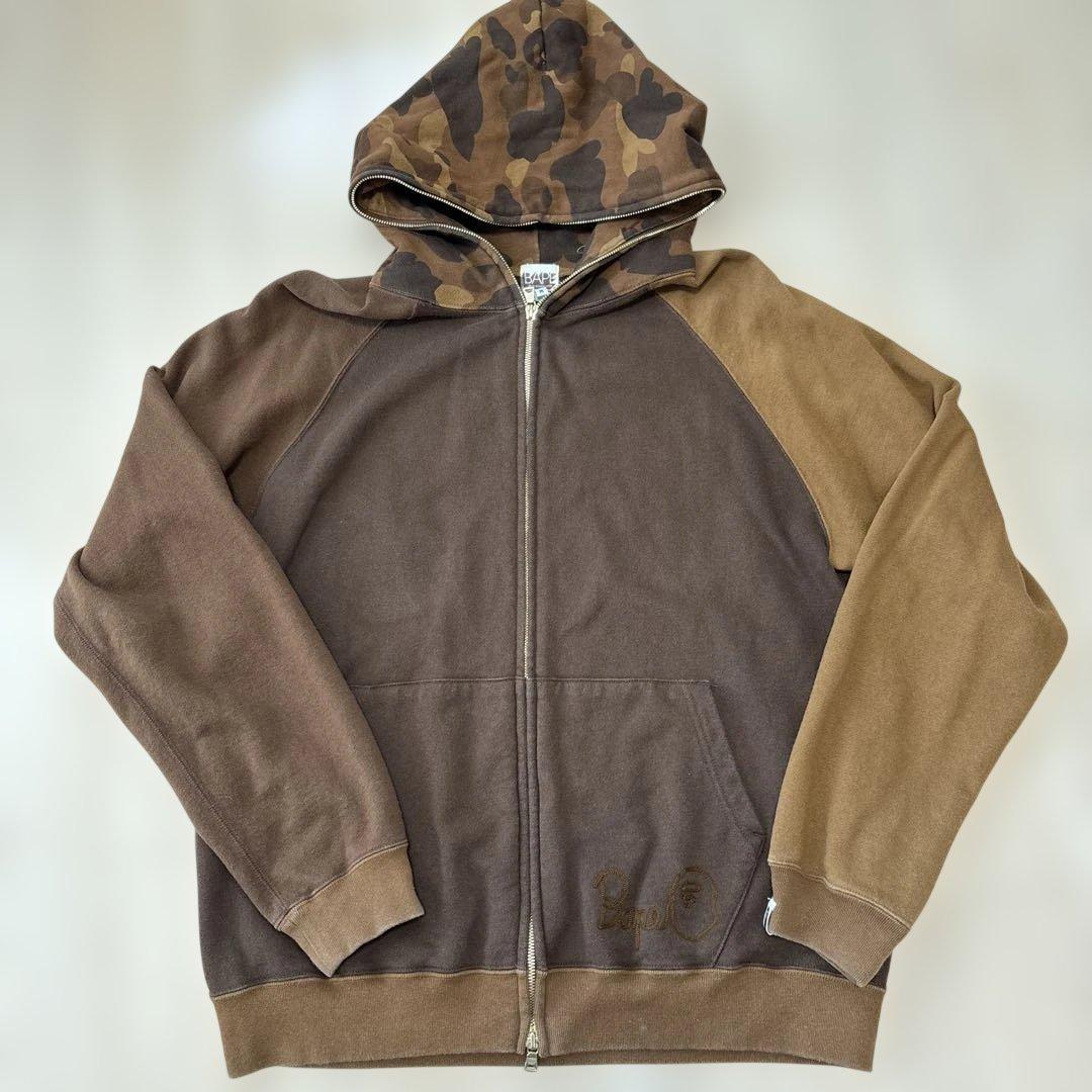 A BATHING APE ジップパーカー　サルカモアシンメトリースリーブ　M