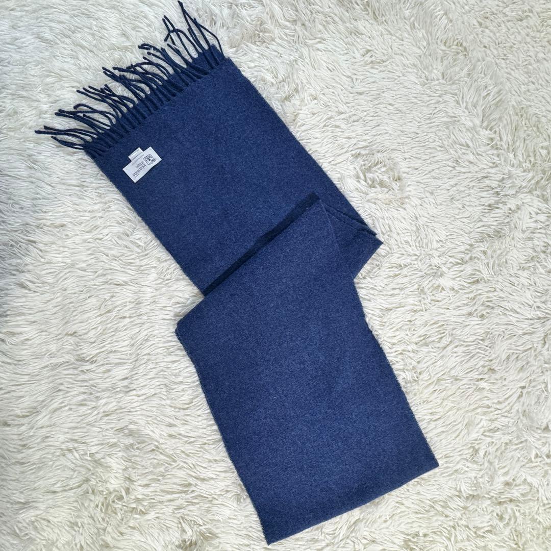 美品✨ジョンストンズ オブ エルガン マフラー ラムズウール100% ネイビー
