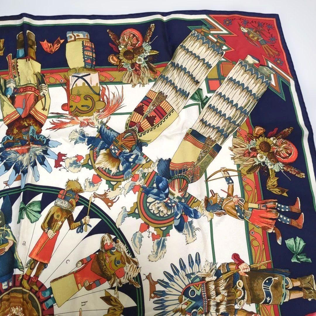 HERMES カレ 90 カチナ kachinas インディアン ネイビー