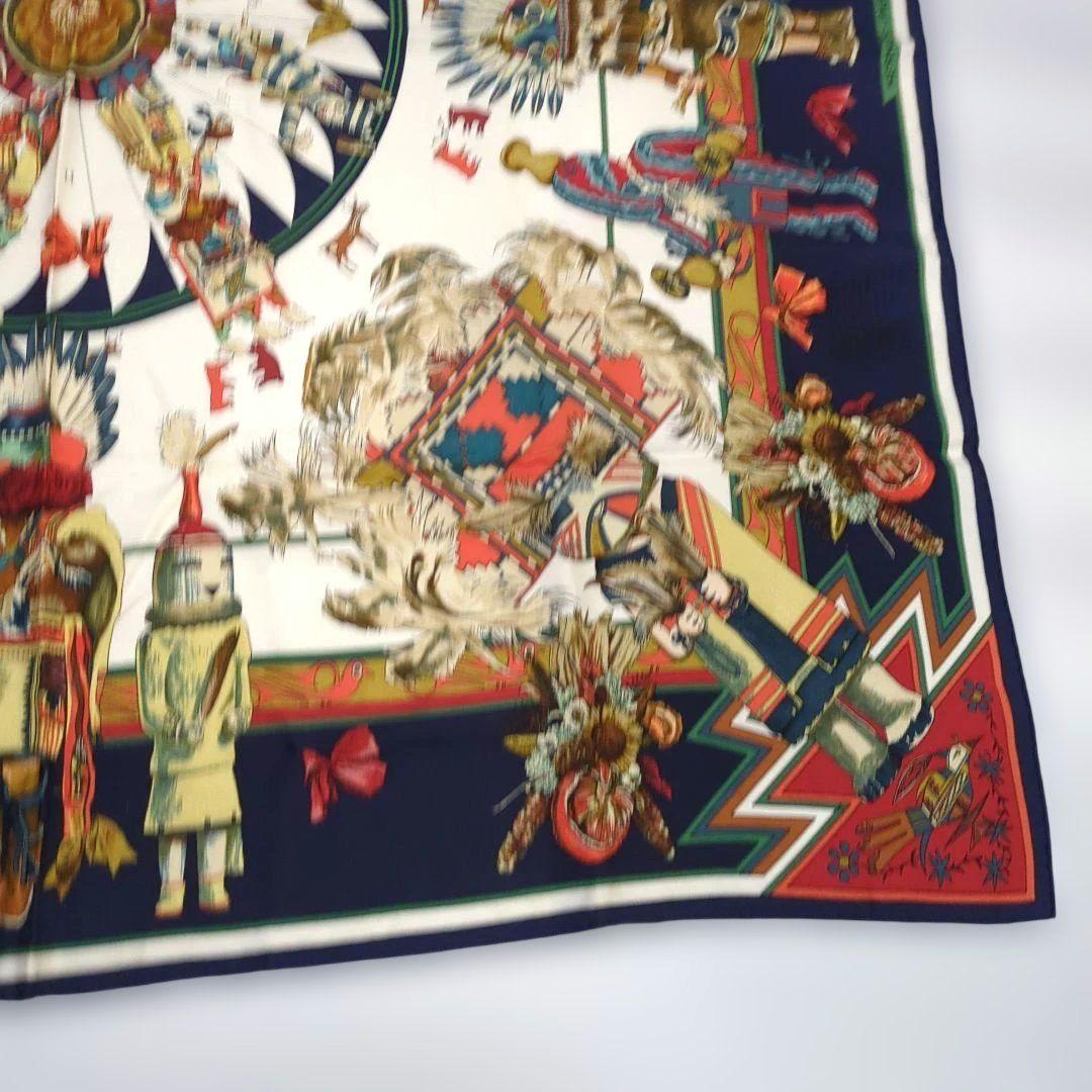 HERMES カレ 90 カチナ kachinas インディアン ネイビー