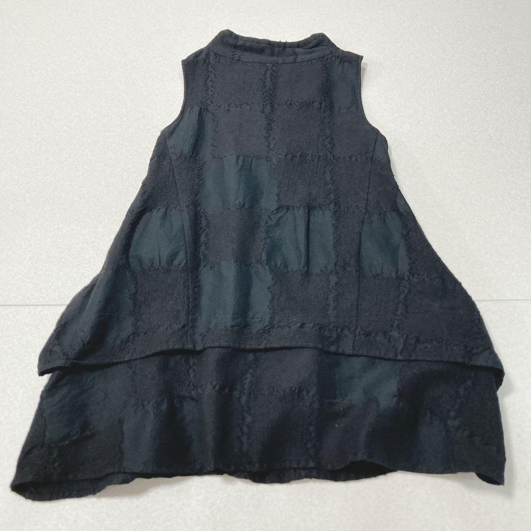 ジウ 慈雨 センソユニコ ウール ワンピース チュニック ブラック　変形