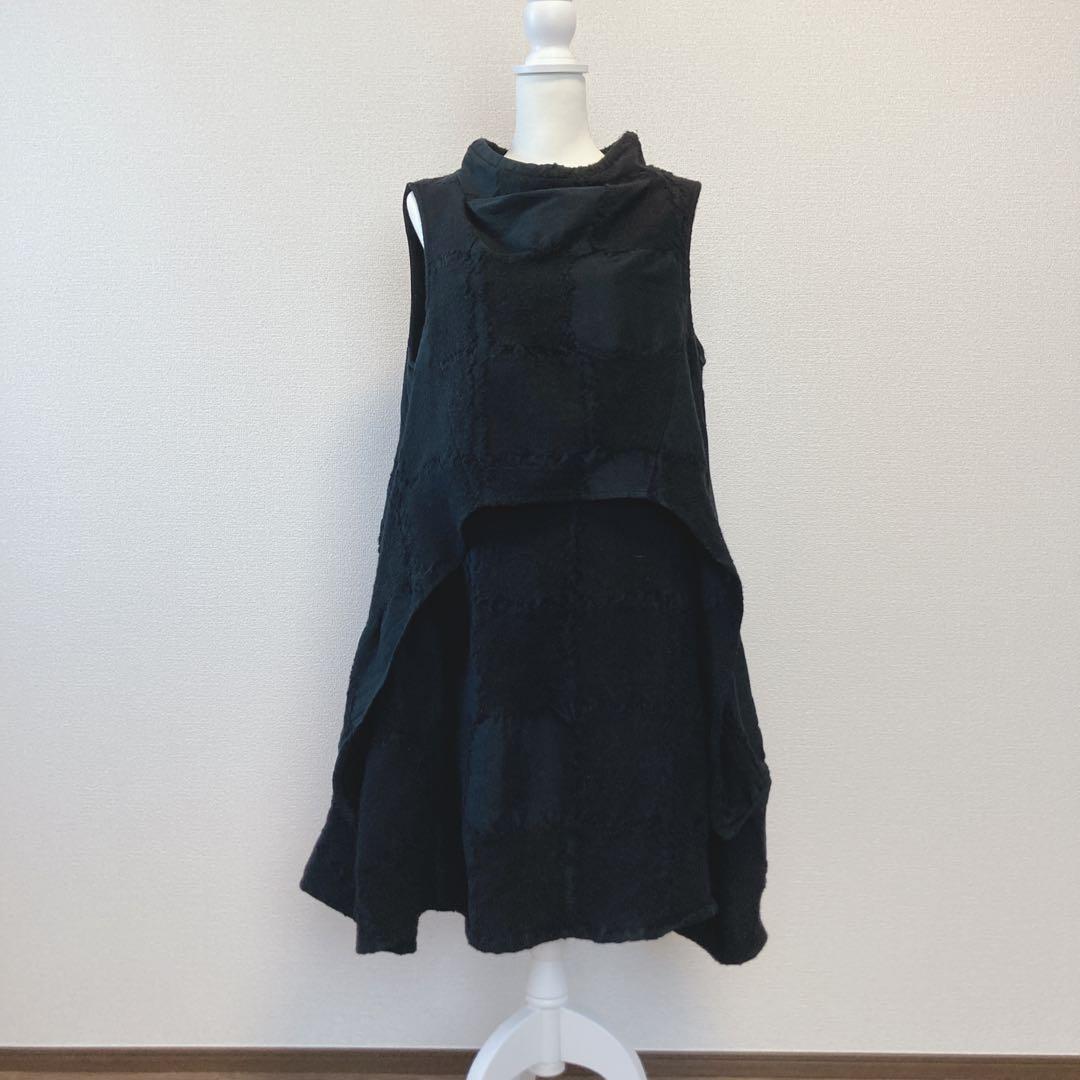 ジウ 慈雨 センソユニコ ウール ワンピース チュニック ブラック　変形