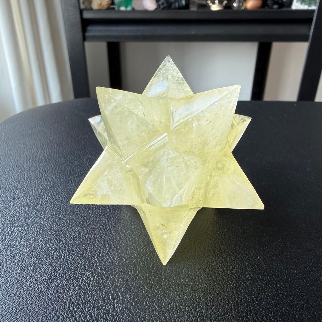 天然石シトリンのマカバスター　アスデロイド　置物　彫物NO.020714