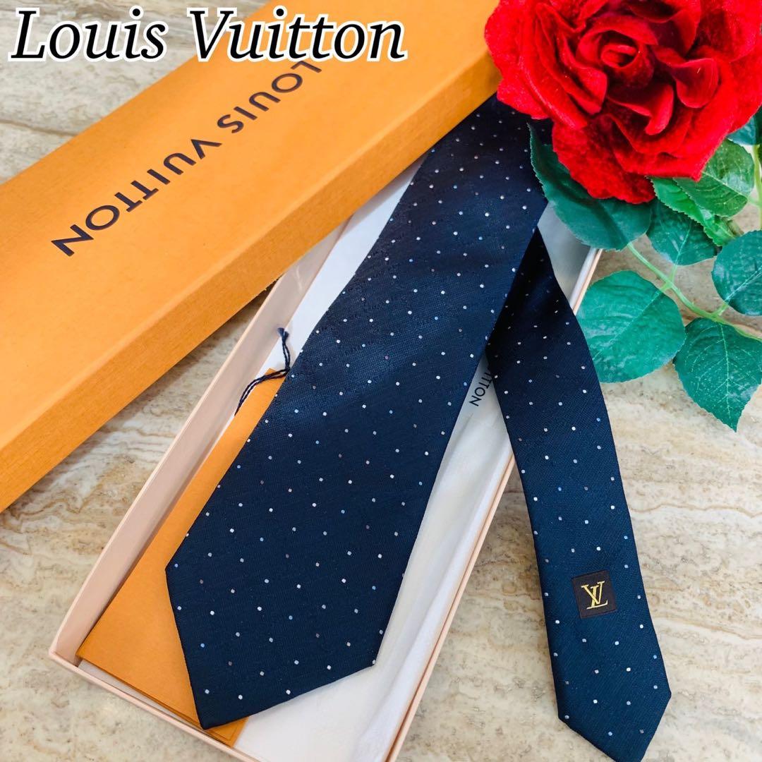 N307 新品未使用 ルイヴィトン ロゴ総柄 ドット柄 ネクタイ メンズ