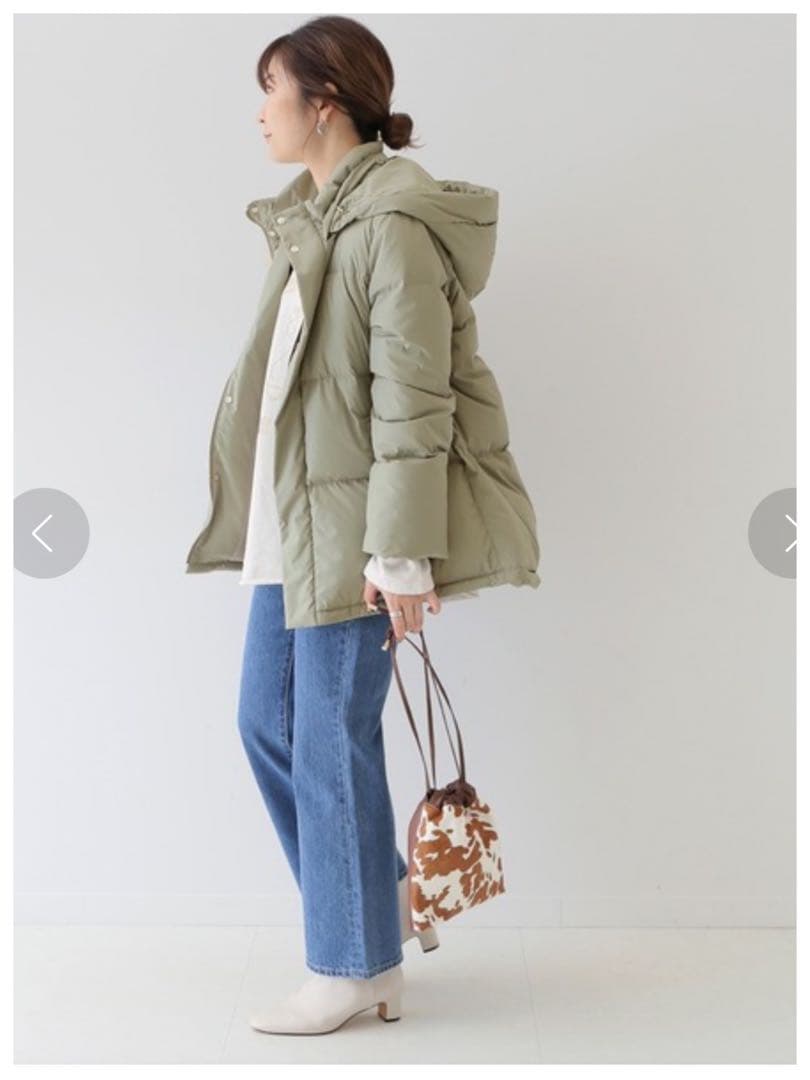 SLOBE IENA■ 2WAY ショートフードダウンジャケット■グリーン■36