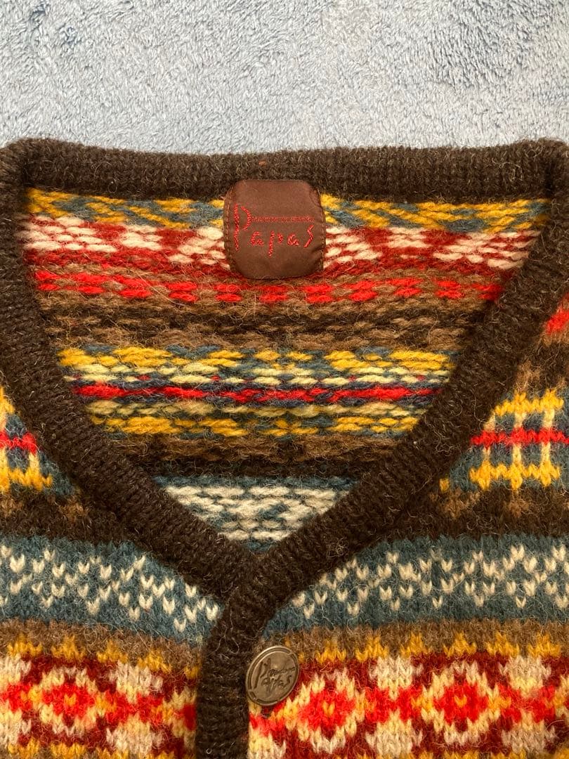 PAPAS /パパス　チロリアンカーディガン スコットランド製ウール　【美品】