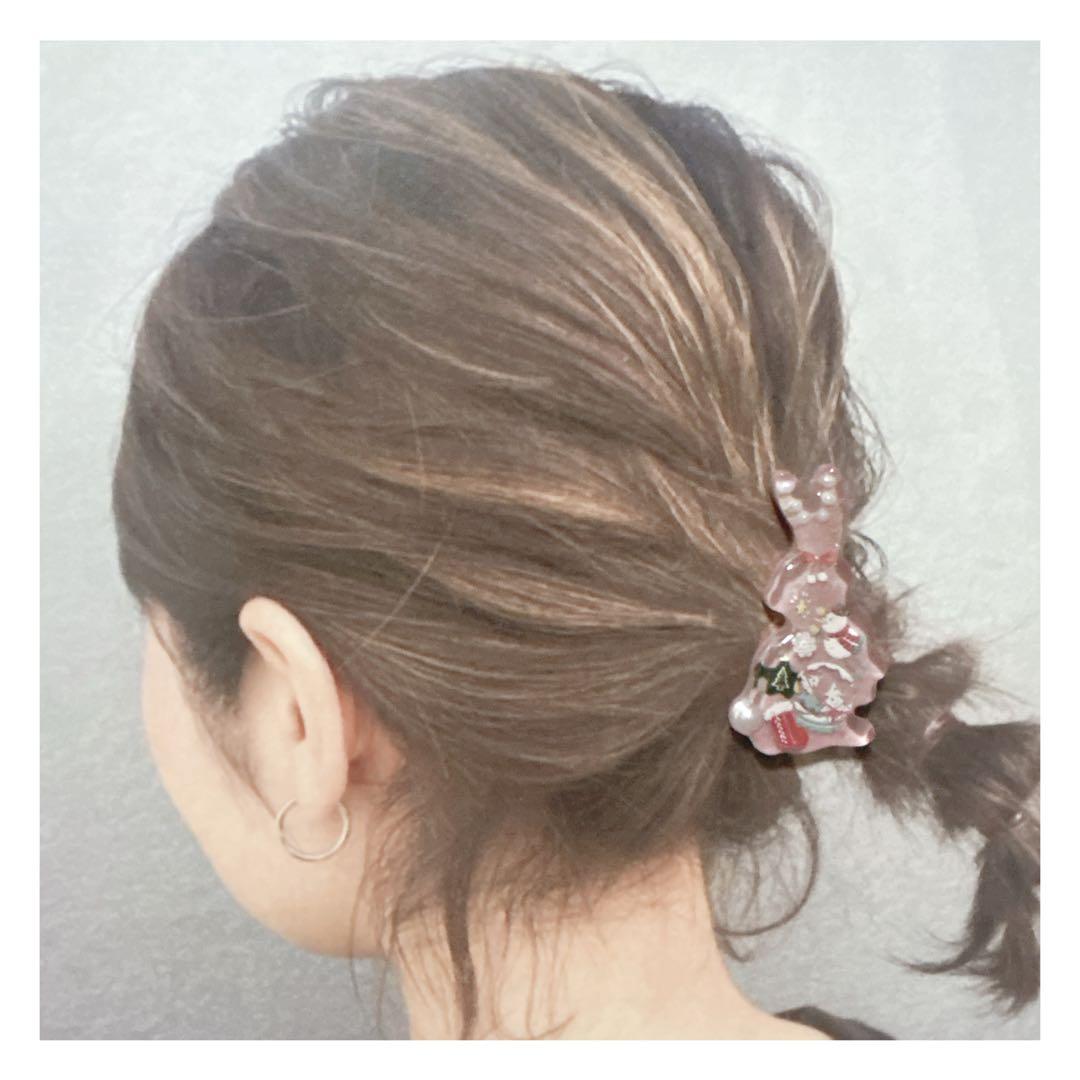 No 963❣️可愛いうさぎ型クリスマスレジンヘアゴム❣️٩(๑❛ᴗ❛๑)۶❣️
