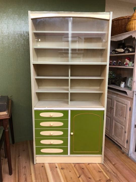 飾り棚 棚 昭和レトロ レトロポップ インテリア 緑 グリーン