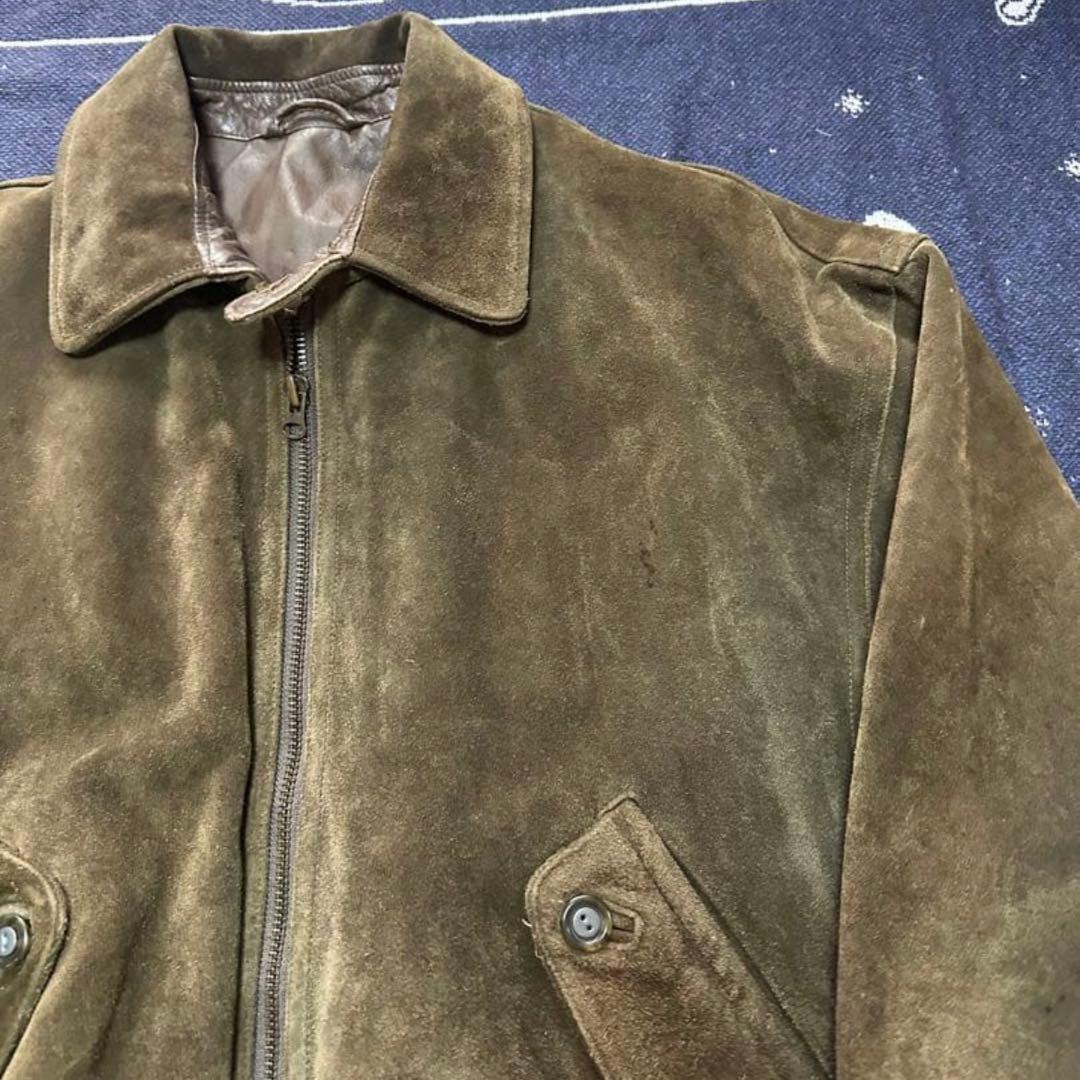 90s 牛革スウェードレザージャケット　G9型　ハリントンジャケット　ブラウン